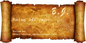 Balog Jázmin névjegykártya
